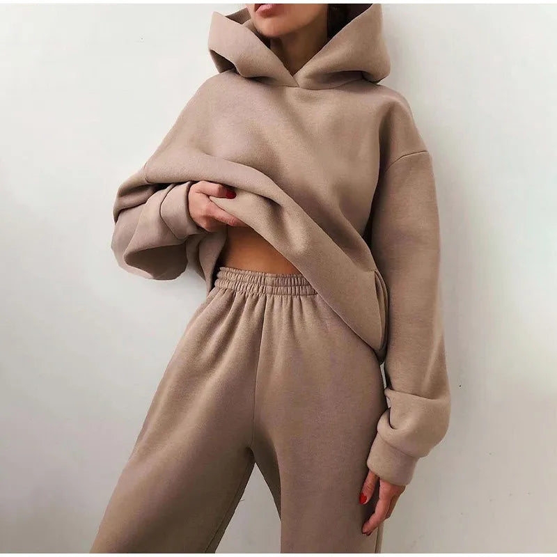 Women's Fleece Two Piece Hoodie and Pants Sets