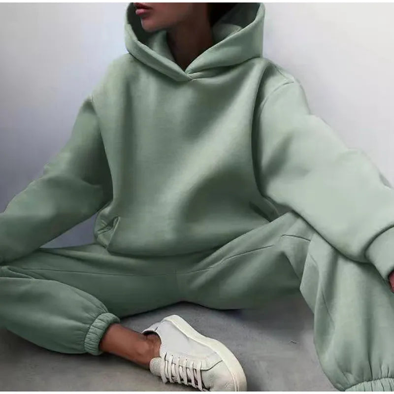 Women's Fleece Two Piece Hoodie and Pants Sets